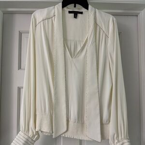 White House Black Market white woman blouse